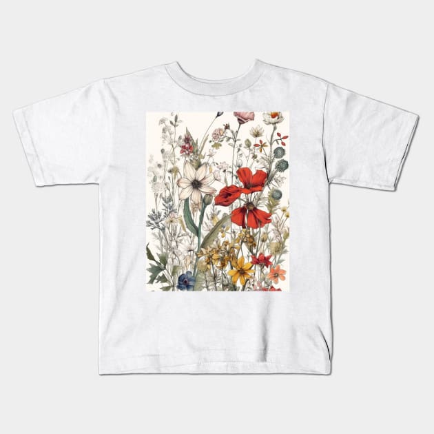 Wildflowers - Botanical Bliss 02 Kids T-Shirt by Floral Decor Shop